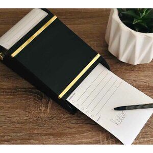 Hearth & Hand Black Metal & Brass Accented Desktop Paper Note Dispenser & Refill